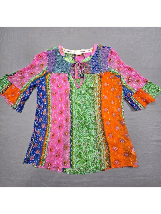 Anthropologie Tops - Akemi & Kin Anthropologie S Boho Top Floral Smocked Pullover Semi-Sheer